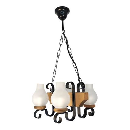 Brilagi - Candeeiro suspenso QUEEN 4xE14/40W/230V faia