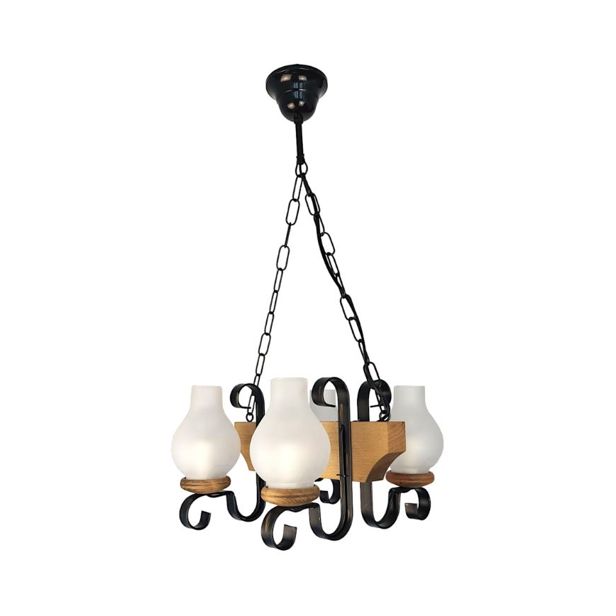 Brilagi - Candeeiro suspenso QUEEN 4xE14/40W/230V faia
