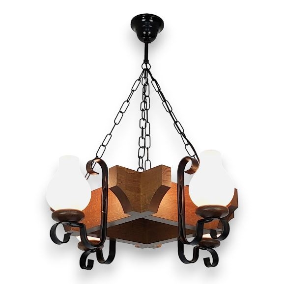 Brilagi - Candeeiro suspenso QUEEN 4xE14/40W/230V faia/nogueira