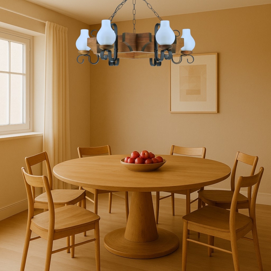 Brilagi - Candeeiro suspenso QUEEN 6xE14/40W/230V faia