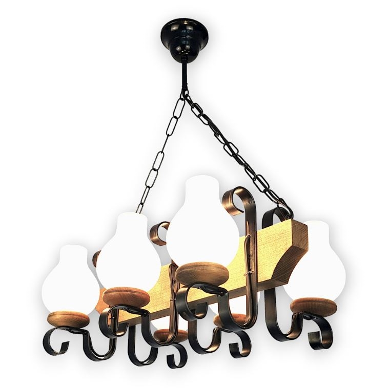 Brilagi - Candeeiro suspenso QUEEN 6xE14/40W/230V faia
