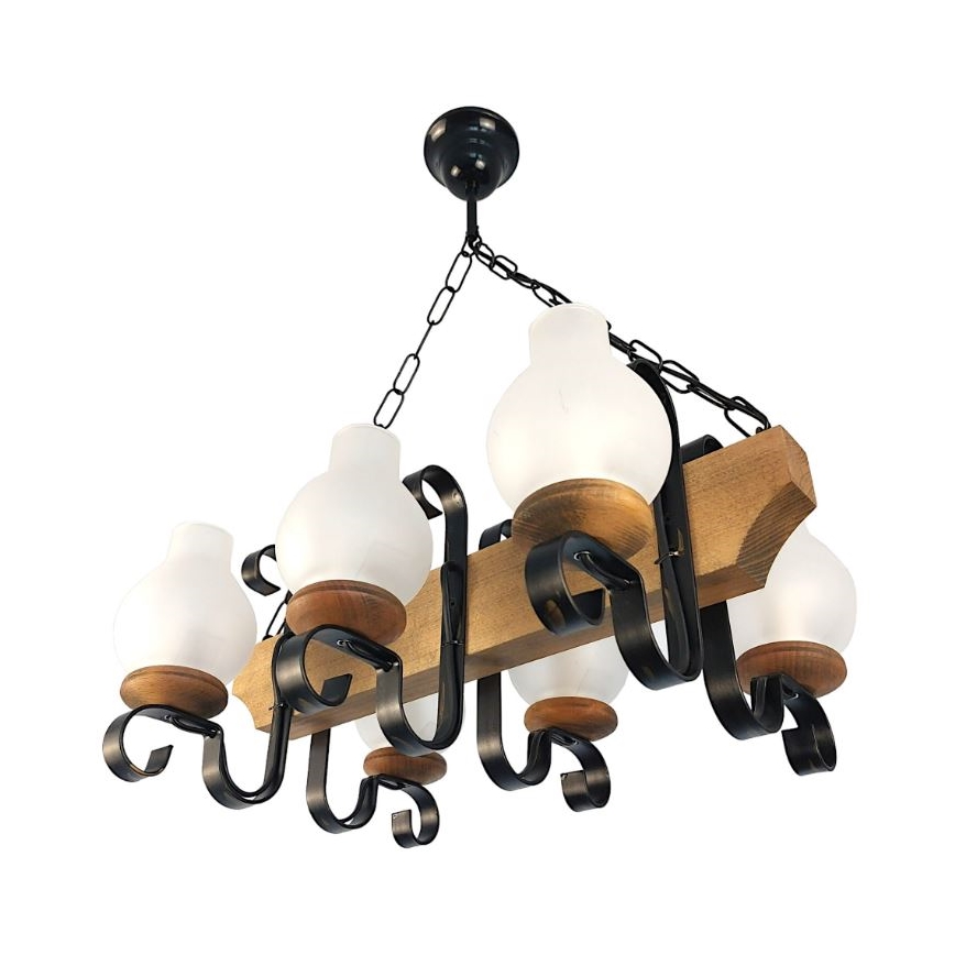 Brilagi - Candeeiro suspenso QUEEN 6xE14/40W/230V faia