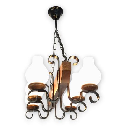 Brilagi - Candeeiro suspenso QUEEN 6xE14/40W/230V faia/nogueira