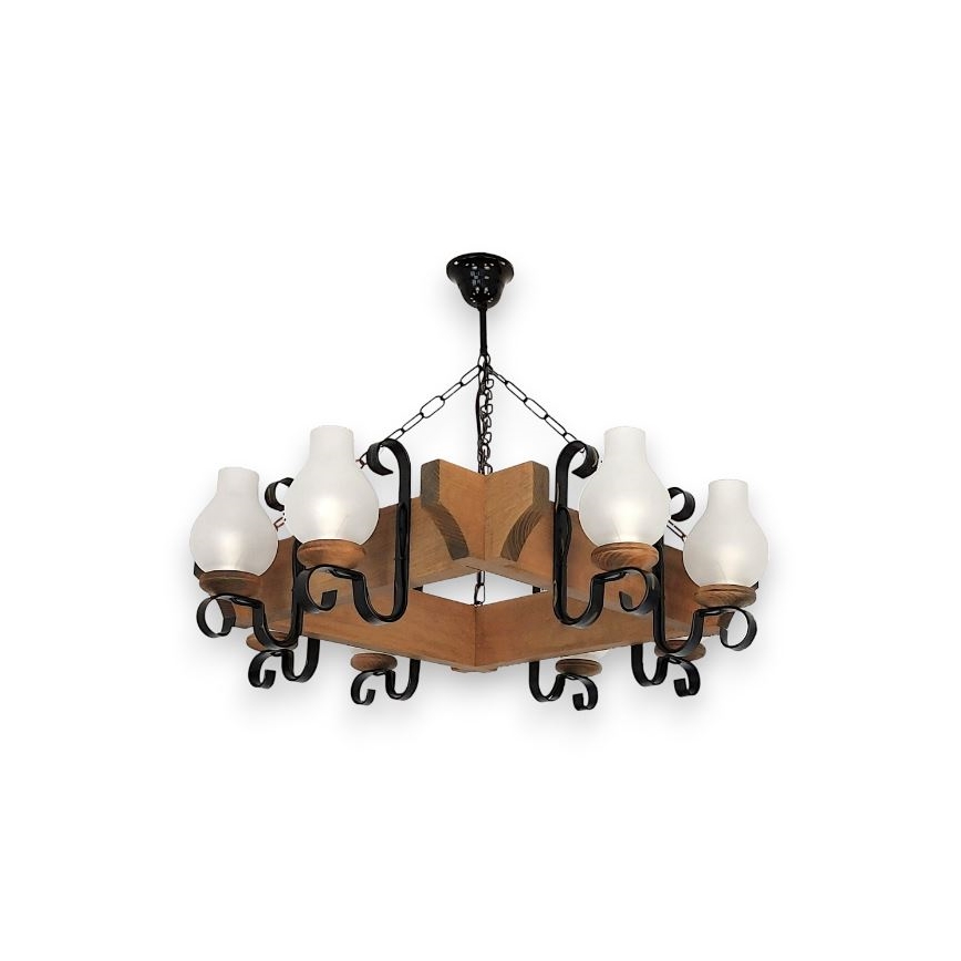 Brilagi - Candeeiro suspenso QUEEN 8xE14/40W/230V faia