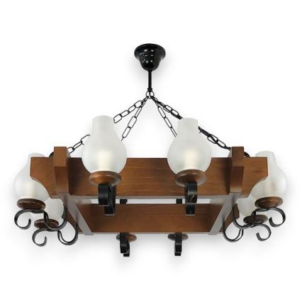 Brilagi - Candeeiro suspenso QUEEN 8xE14/40W/230V faia/nogueira