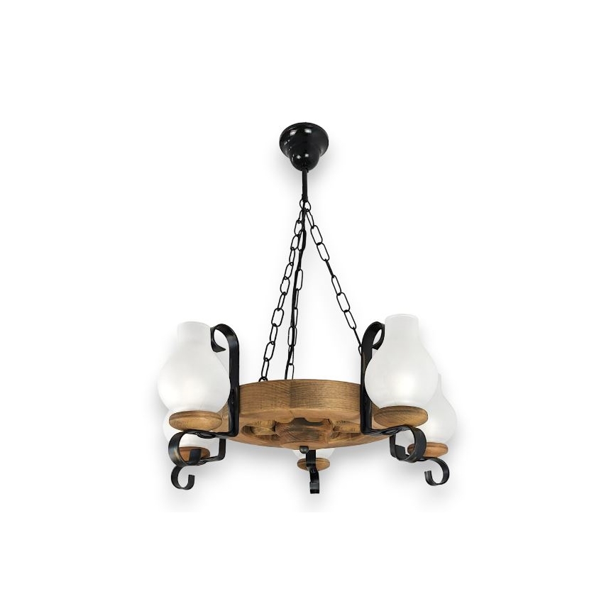 Brilagi - Candeeiro suspenso ROATA 5xE14/40W/230V faia
