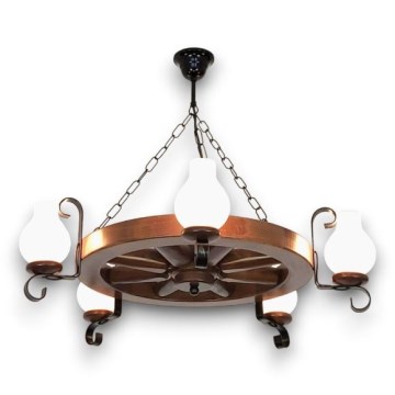 Brilagi - Candeeiro suspenso ROATA 5xE14/40W/230V faia/nogueira