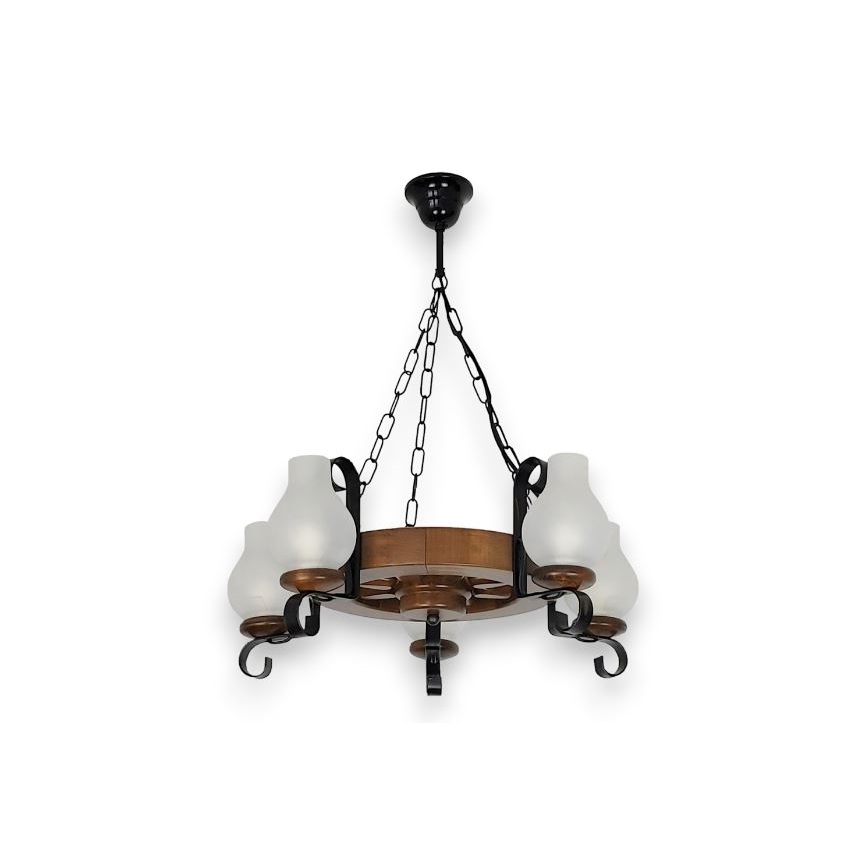 Brilagi - Candeeiro suspenso ROATA 5xE14/40W/230V faia/nogueira