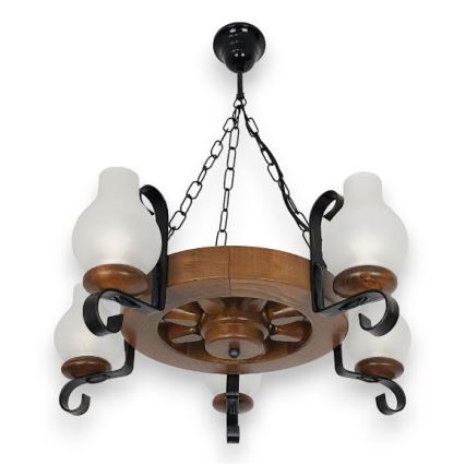 Brilagi - Candeeiro suspenso ROATA 5xE14/40W/230V faia/nogueira