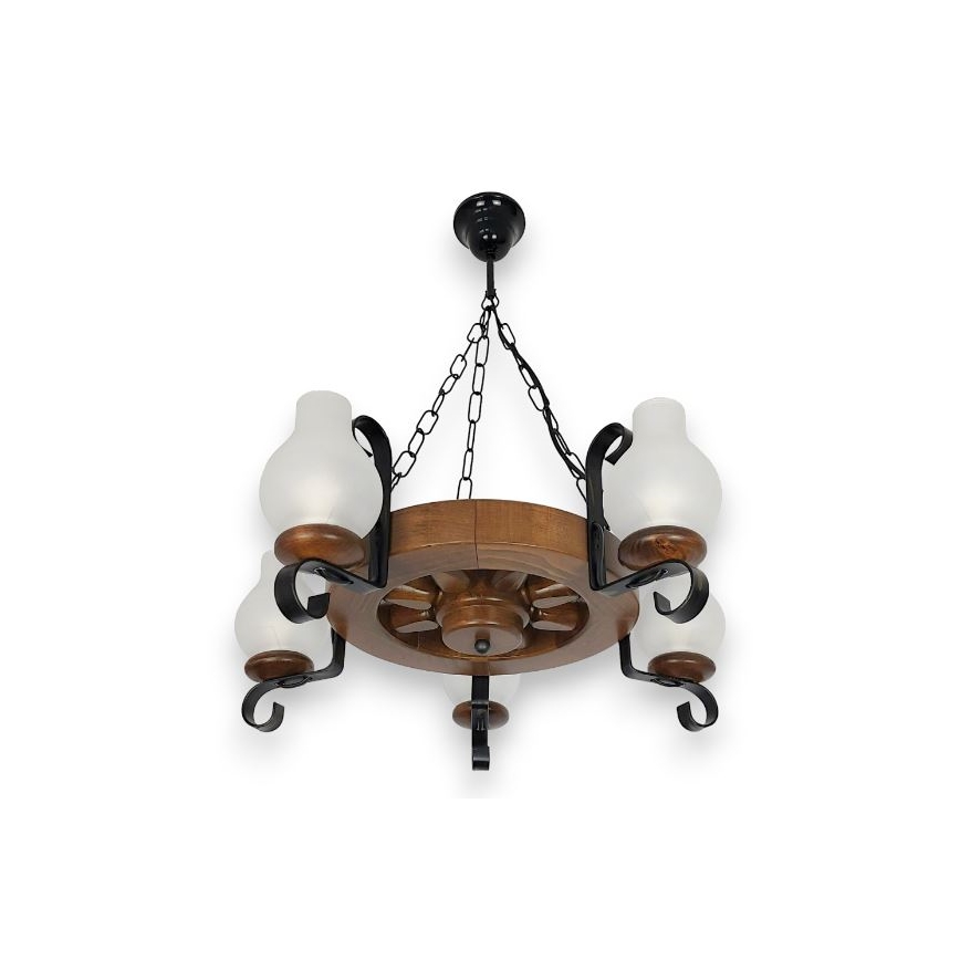 Brilagi - Candeeiro suspenso ROATA 5xE14/40W/230V faia/nogueira