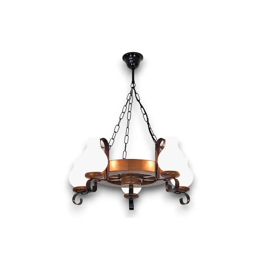 Brilagi - Candeeiro suspenso ROATA 5xE14/40W/230V faia/nogueira