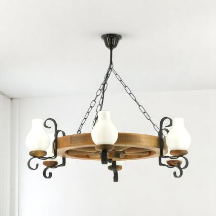 Brilagi - Candeeiro suspenso ROATA 6xE14/40W/230V faia