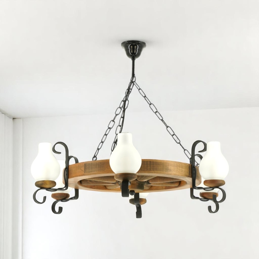 Brilagi - Candeeiro suspenso ROATA 6xE14/40W/230V faia