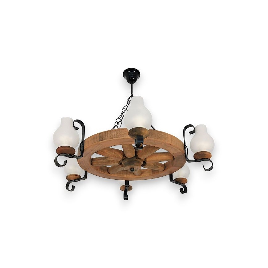 Brilagi - Candeeiro suspenso ROATA 6xE14/40W/230V faia