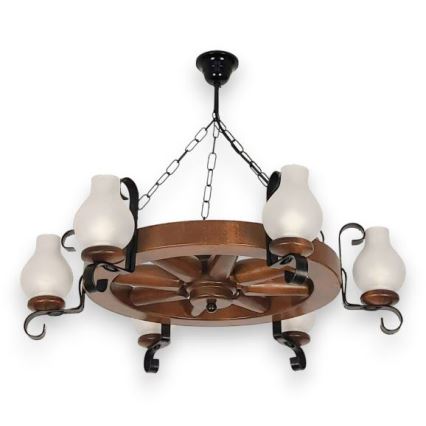 Brilagi - Candeeiro suspenso ROATA 6xE14/40W/230V faia/nogueira