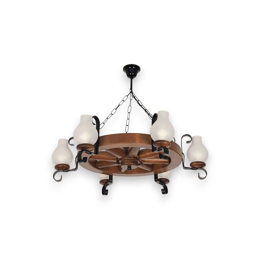 Brilagi - Candeeiro suspenso ROATA 6xE14/40W/230V faia/nogueira