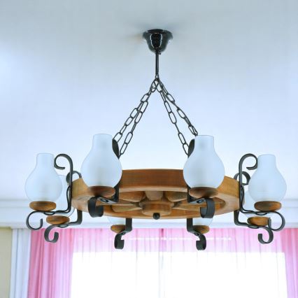 Brilagi - Candeeiro suspenso ROATA 8xE14/40W/230V faia