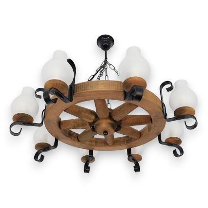 Brilagi - Candeeiro suspenso ROATA 8xE14/40W/230V faia