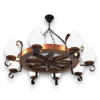 Brilagi - Candeeiro suspenso ROATA 8xE14/40W/230V faia/nogueira