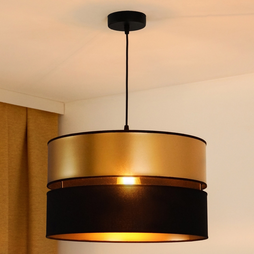 Brilagi - Candeeiro suspenso ROYAL 1xE27/15W/230V diâmetro 40 cm preto/dourado