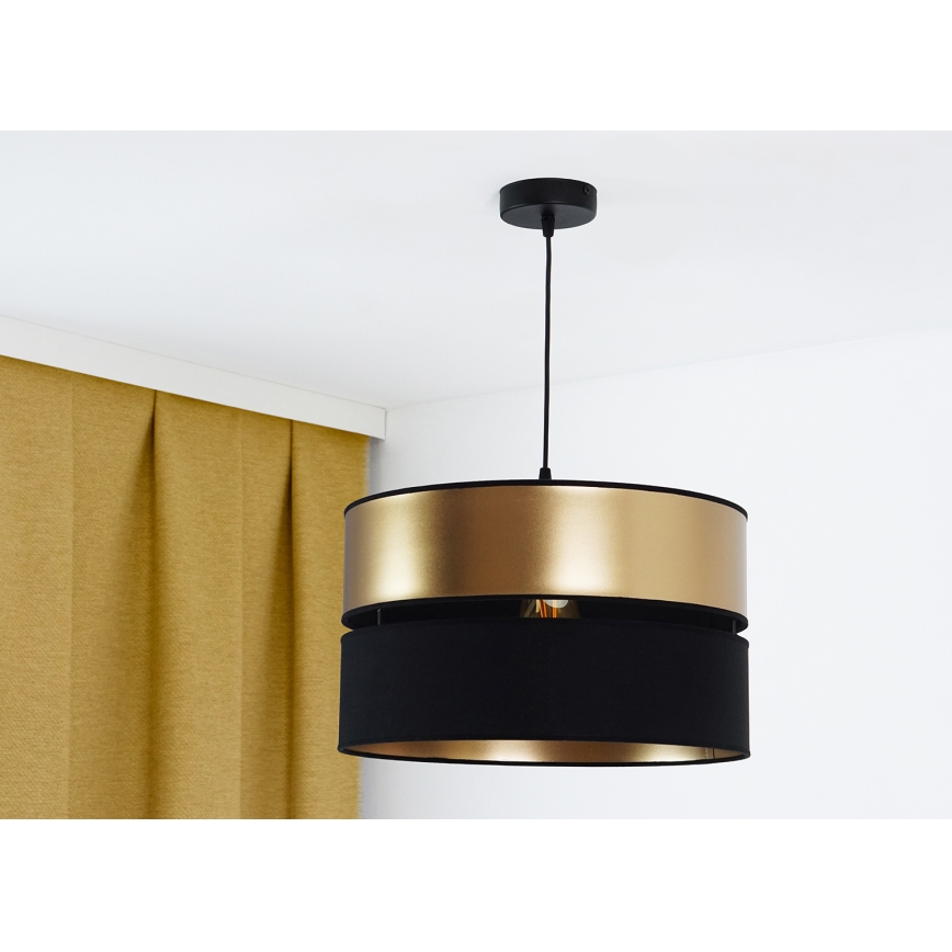 Brilagi - Candeeiro suspenso ROYAL 1xE27/15W/230V diâmetro 40 cm preto/dourado