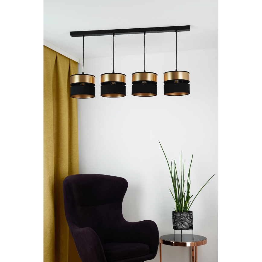 Brilagi - Candeeiro suspenso ROYAL 4xE27/15W/230V preto/dourado