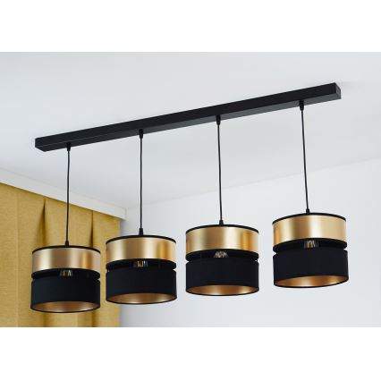 Brilagi - Candeeiro suspenso ROYAL 4xE27/15W/230V preto/dourado