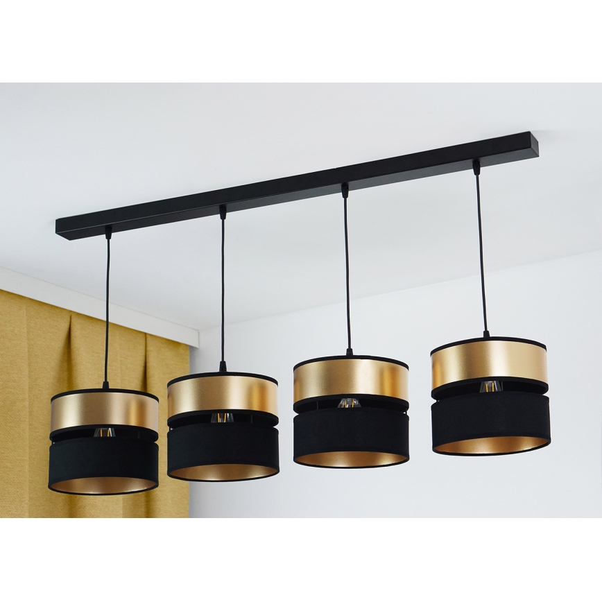 Brilagi - Candeeiro suspenso ROYAL 4xE27/15W/230V preto/dourado