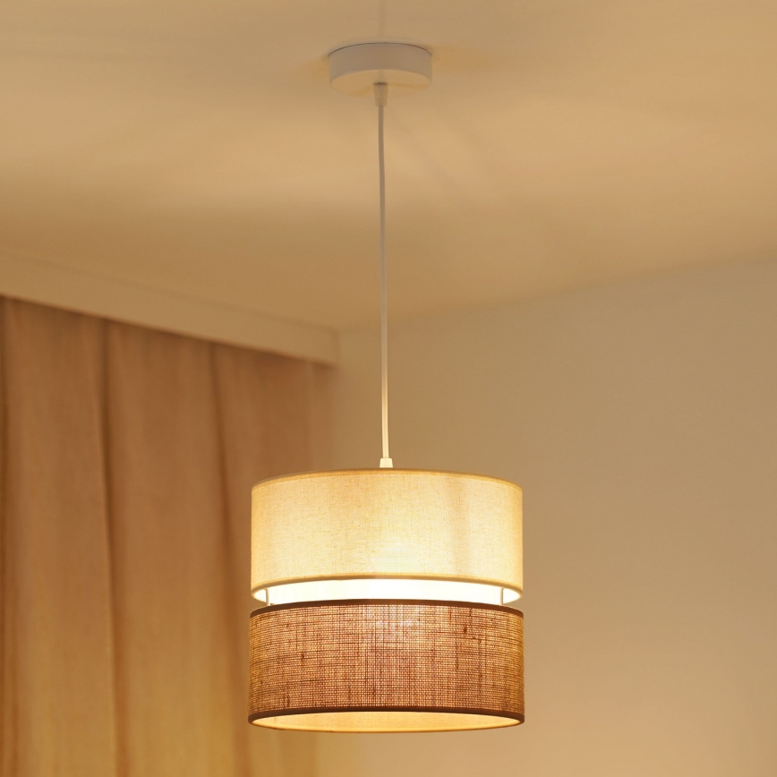 Brilagi - Candeeiro suspenso ROYAL YUTE 1xE27/15W/230V diâmetro 25 cm bege/creme