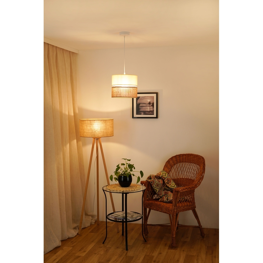 Brilagi - Candeeiro suspenso ROYAL YUTE 1xE27/15W/230V diâmetro 25 cm bege/creme