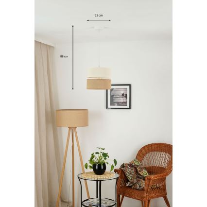 Brilagi - Candeeiro suspenso ROYAL YUTE 1xE27/15W/230V diâmetro 25 cm bege/creme