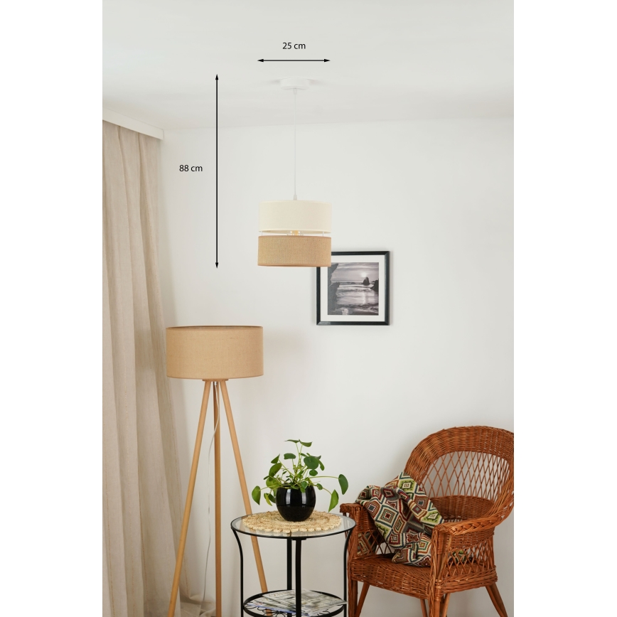 Brilagi - Candeeiro suspenso ROYAL YUTE 1xE27/15W/230V diâmetro 25 cm bege/creme
