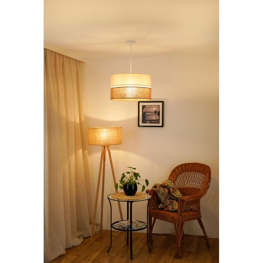 Brilagi - Candeeiro suspenso ROYAL YUTE 1xE27/15W/230V diâmetro 40 cm bege/creme