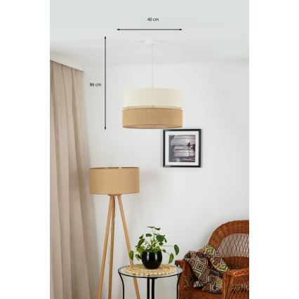 Brilagi - Candeeiro suspenso ROYAL YUTE 1xE27/15W/230V diâmetro 40 cm bege/creme