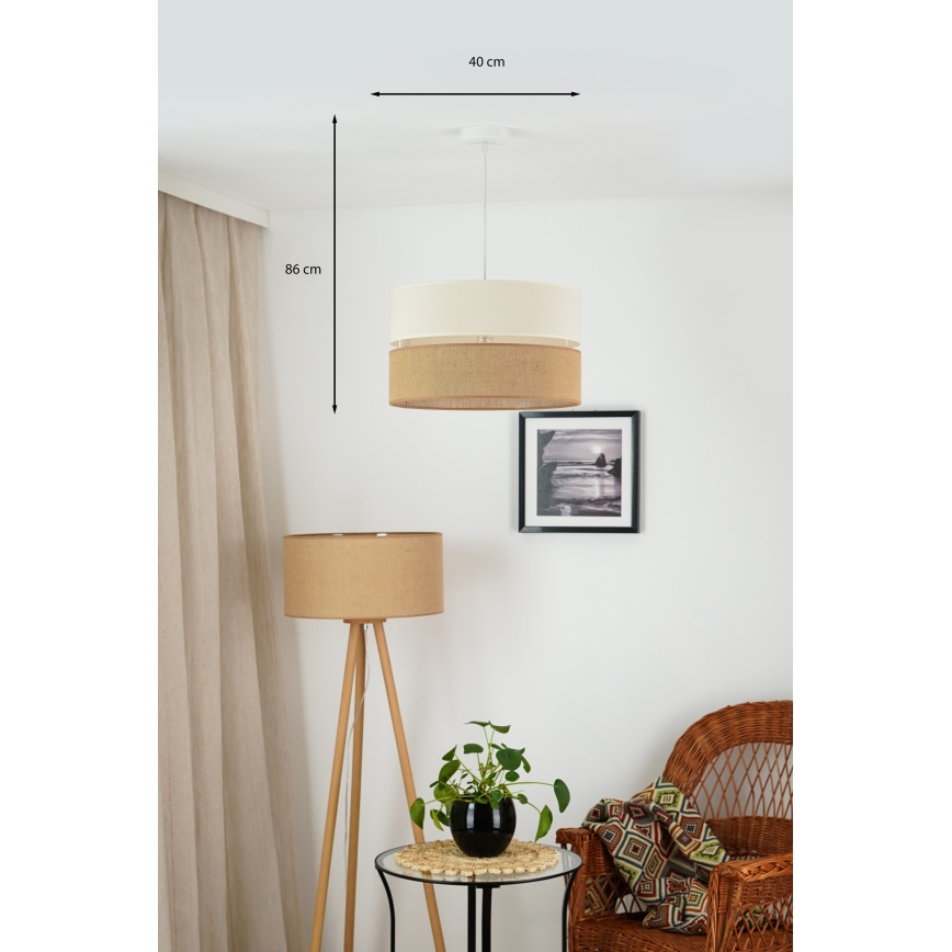 Brilagi - Candeeiro suspenso ROYAL YUTE 1xE27/15W/230V diâmetro 40 cm bege/creme