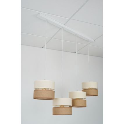 Brilagi - Candeeiro suspenso ROYAL YUTE 4xE27/15W/230V bege/creme/branco