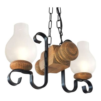 Brilagi - Candeeiro suspenso RUSTIC 2xE14/40W/230V faia