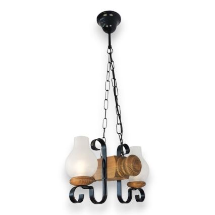 Brilagi - Candeeiro suspenso RUSTIC 2xE14/40W/230V faia