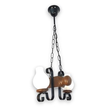 Brilagi - Candeeiro suspenso RUSTIC 2xE14/40W/230V faia/nogueira