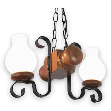 Brilagi - Candeeiro suspenso RUSTIC 2xE14/40W/230V faia/nogueira