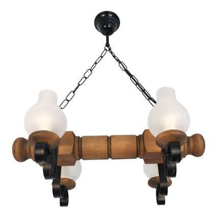 Brilagi - Candeeiro suspenso RUSTIC 4xE14/40W/230V faia