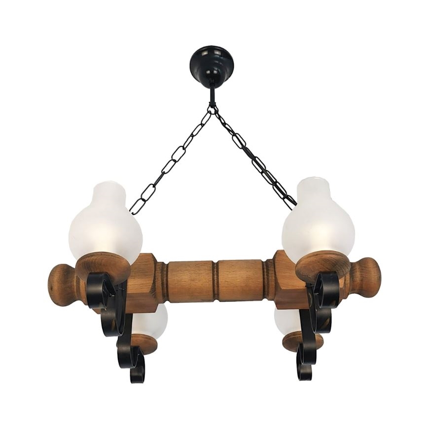 Brilagi - Candeeiro suspenso RUSTIC 4xE14/40W/230V faia