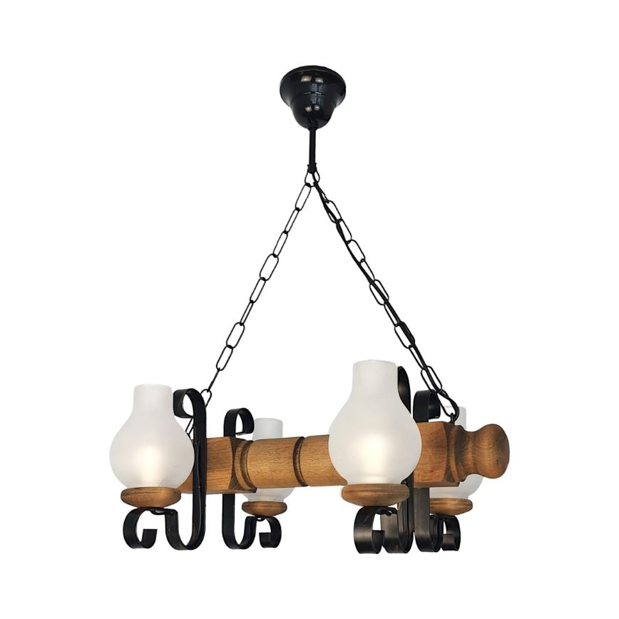 Brilagi - Candeeiro suspenso RUSTIC 4xE14/40W/230V faia