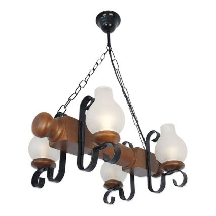 Brilagi - Candeeiro suspenso RUSTIC 4xE14/40W/230V faia/nogueira