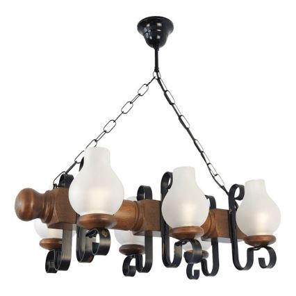 Brilagi - Candeeiro suspenso RUSTIC 6xE14/40W/230V faia/nogueira