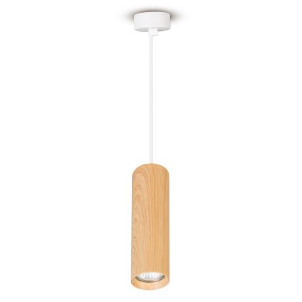 Brilagi - Candeeiro suspenso SELE 1xGU10/30W/230V branco/decoração em carvalho
