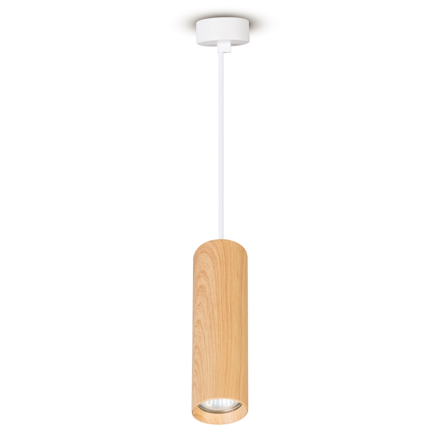 Brilagi - Candeeiro suspenso SELE 1xGU10/30W/230V branco/decoração em carvalho
