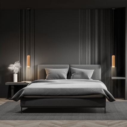 Brilagi - Candeeiro suspenso SELE 1xGU10/30W/230V preto/decoração em carvalho