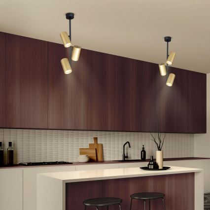Brilagi - Candeeiro suspenso SELE VERTICAL 3xGU10/30W/230V preto/dourado