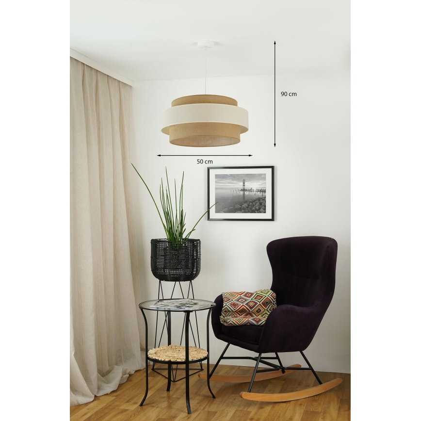 Brilagi - Candeeiro suspenso SPACE LIGHT 1xE27/15W/230V diâmetro 50 cm bege/creme